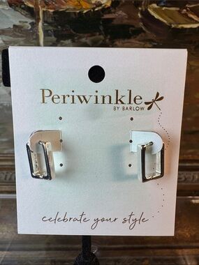 Periwinkle by Barlow Silver Rectangular Link Earrings